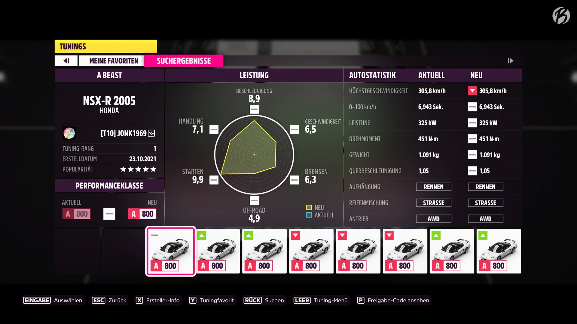 Forza Horizon 5 - Honda NSX-R 2005 - Tuning von User JONK1969