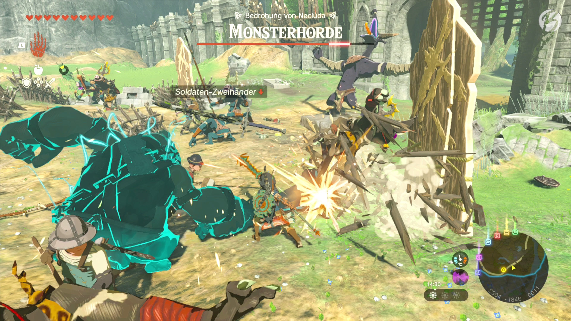 The Legend of Zelda: Tears of the Kingdom - An der Seite der Stadtwache kämpfen wir gegen die Monsterhorden und deren Lager.
