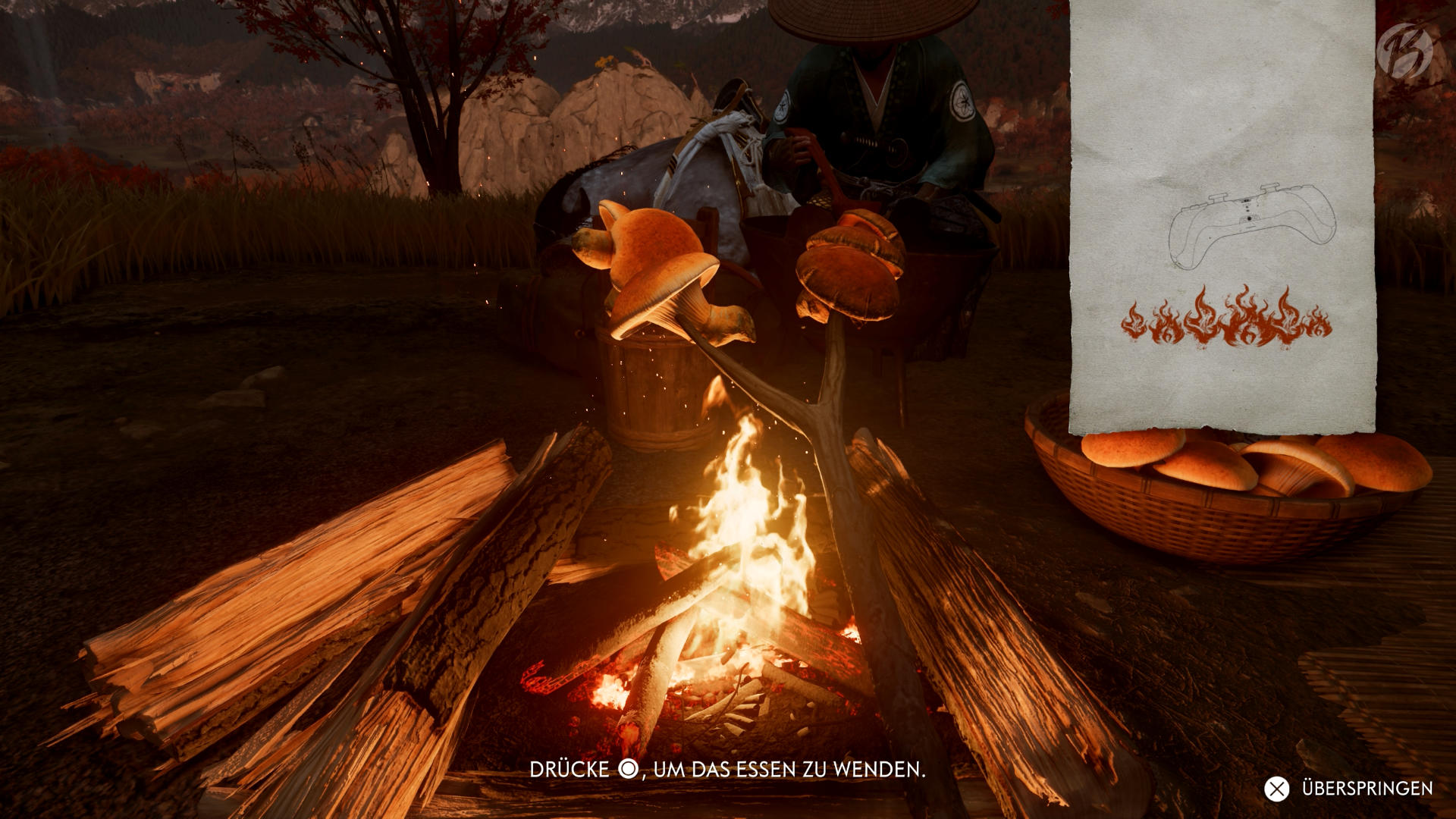 Ghost of Yōtei - Im Lager zubereitete Speisen verleihen Stärkungen.