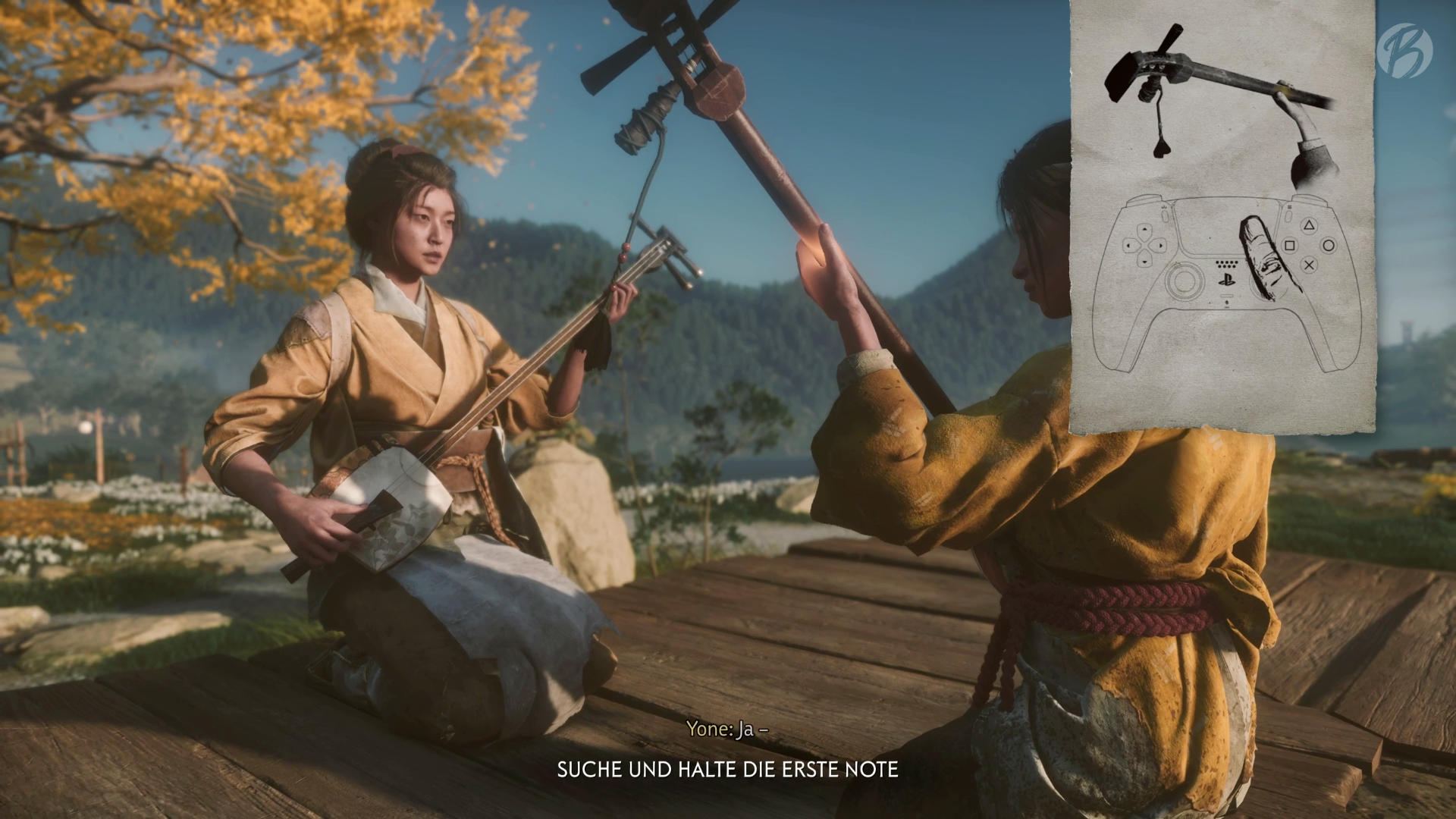 Ghost of Yōtei - Die Shamisen spielen wir ebenfalls über das Touchpad.