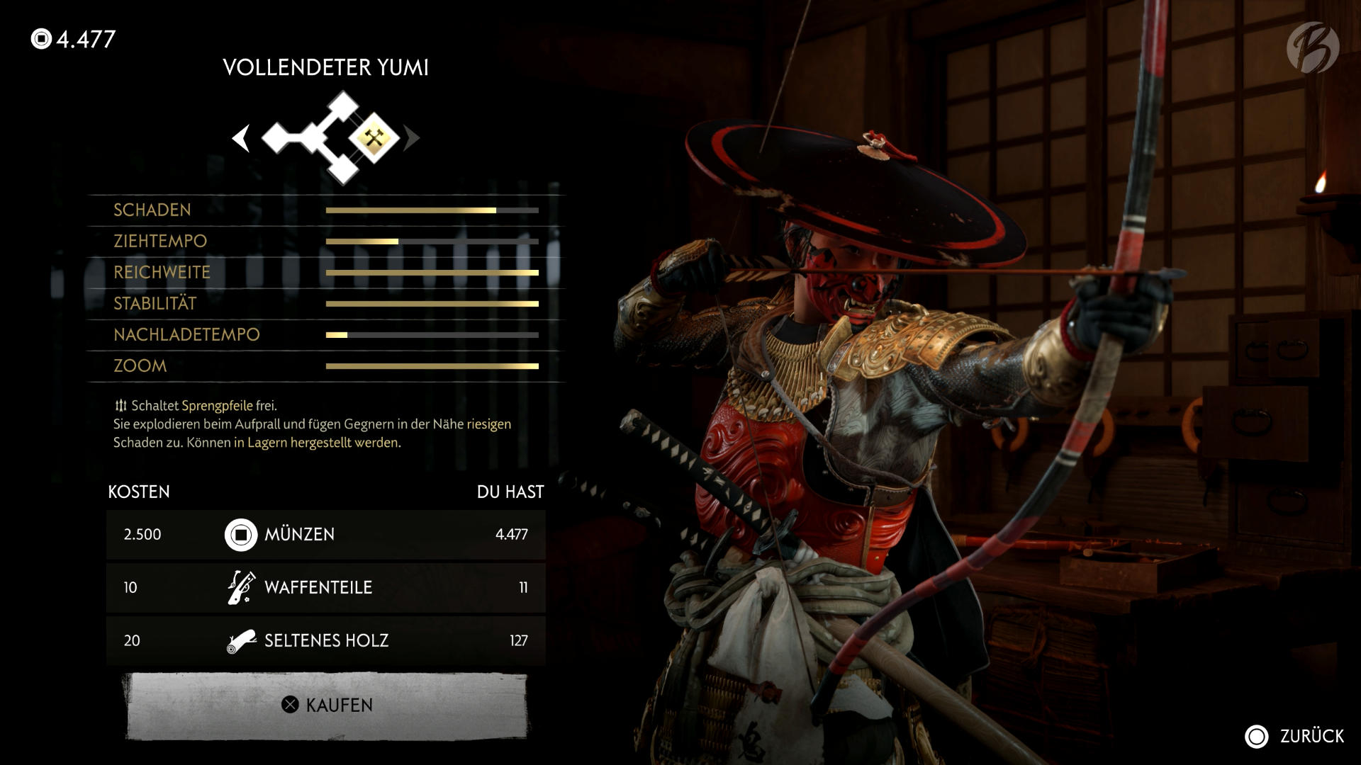 Ghost of Yōtei - Jede Waffe darf mehrmals aufgewertet werden.