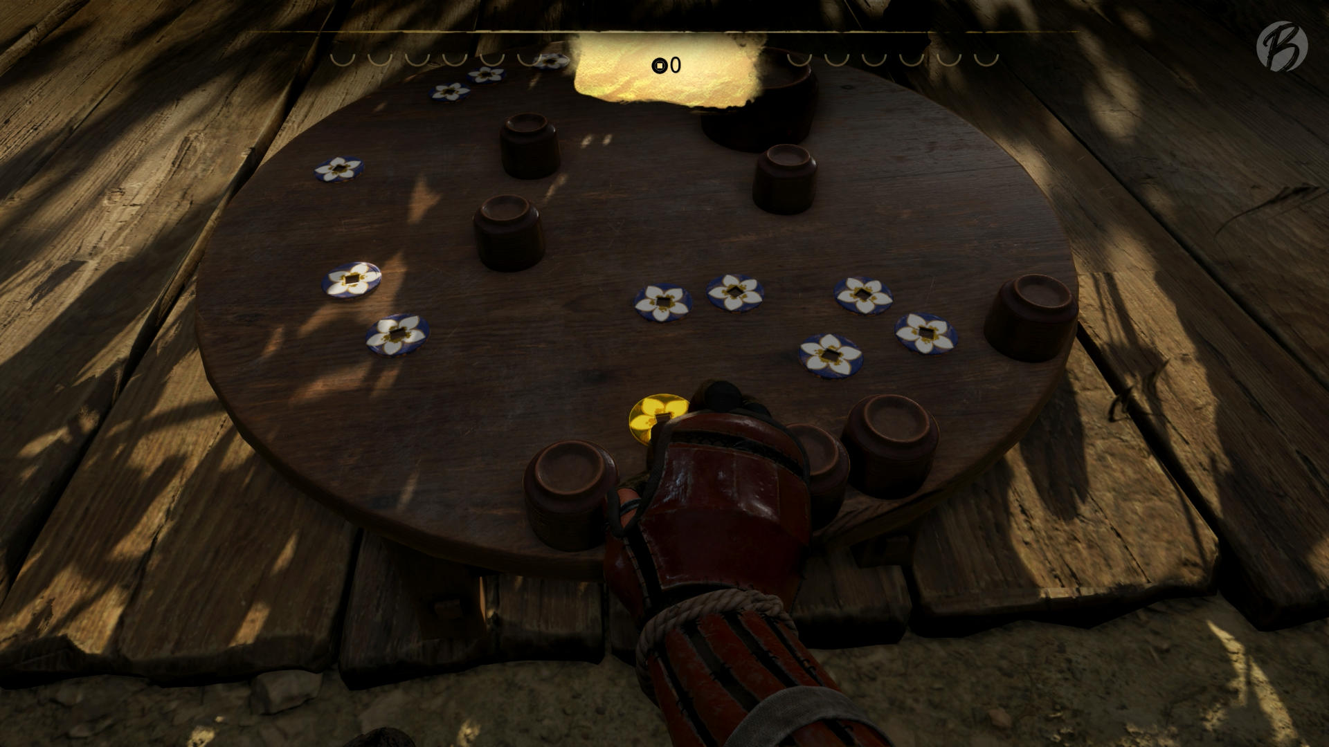 Ghost of Yōtei - Bei Zeni Hajiki müssen wir Münzen schnipsen.